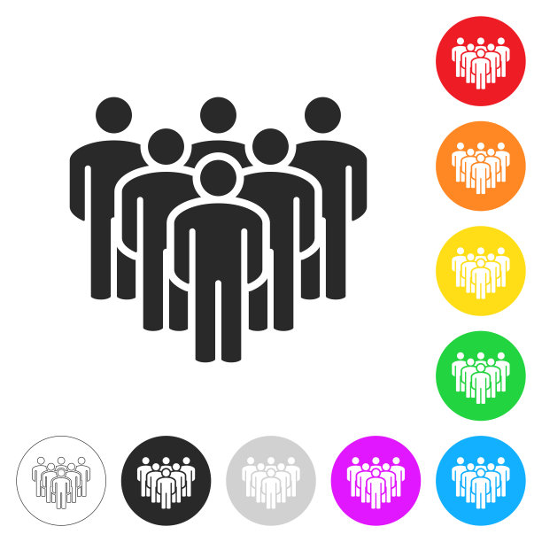 团队。彩色按钮上的图标图片下载