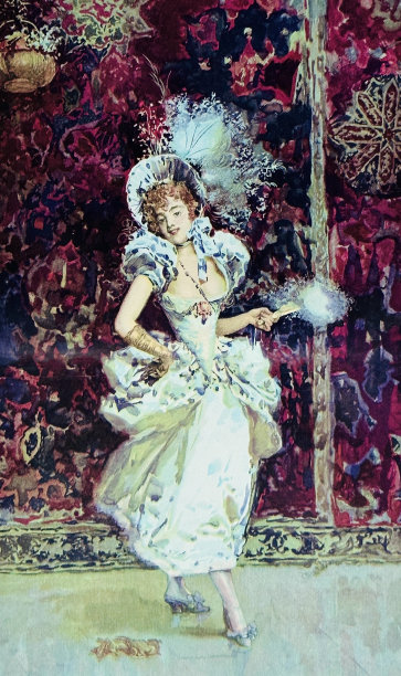 年轻漂亮的女人穿着优雅的衣服去化装舞会图片下载