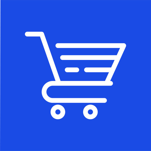 购物车图标上的紫蓝色背景，标志。图片下载