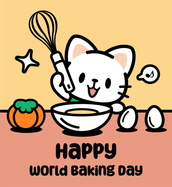 可爱的猫咪拿着打蛋器享受烘焙图片下载