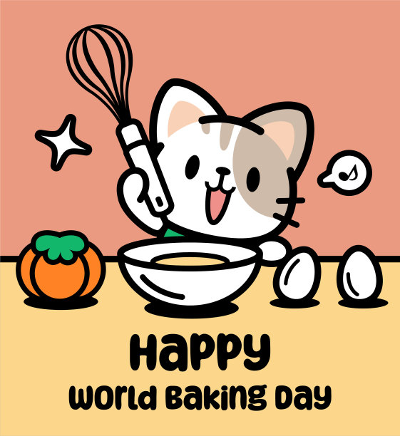 一只可爱的猫拿着打蛋器，享受着烘焙图片下载