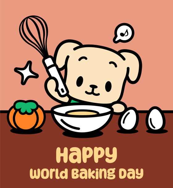 可爱的狗狗拿着打蛋器享受烘焙图片下载