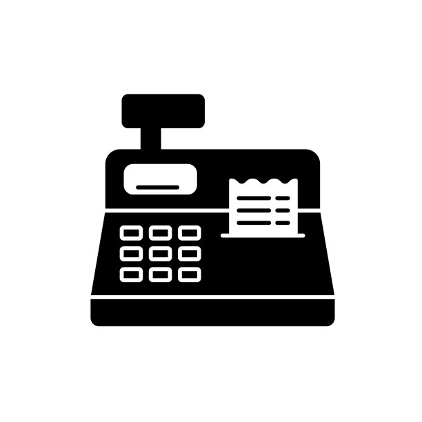 收银机固体平面图标。Icon适用于网页、手机应用、UI、UX、GUI设计。图片下载