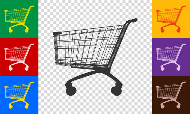 一套图标超市手推车，篮子。图片下载
