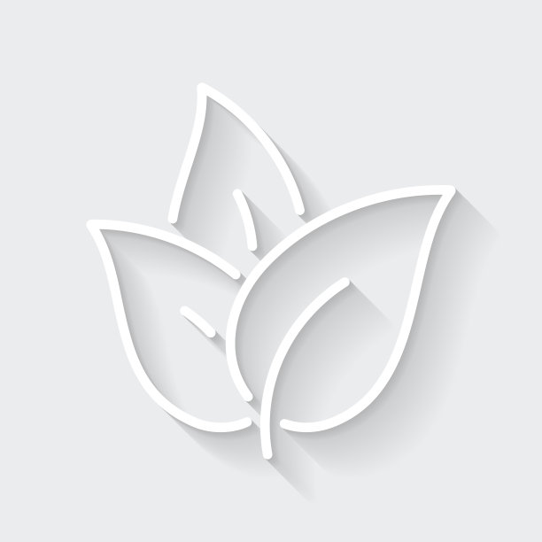 茶叶。图标与空白背景上的长阴影-平面设计图片下载