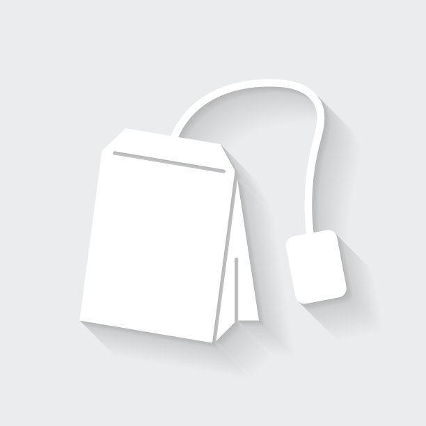 茶叶袋。图标与空白背景上的长阴影-平面设计图片下载