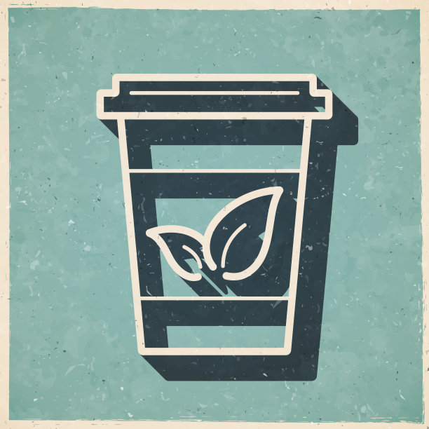 一次性茶。图标在复古风格-旧纹理纸图片下载