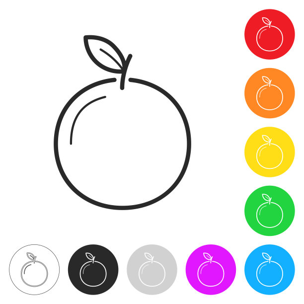 橙色。按钮上不同颜色的平面图标图片下载