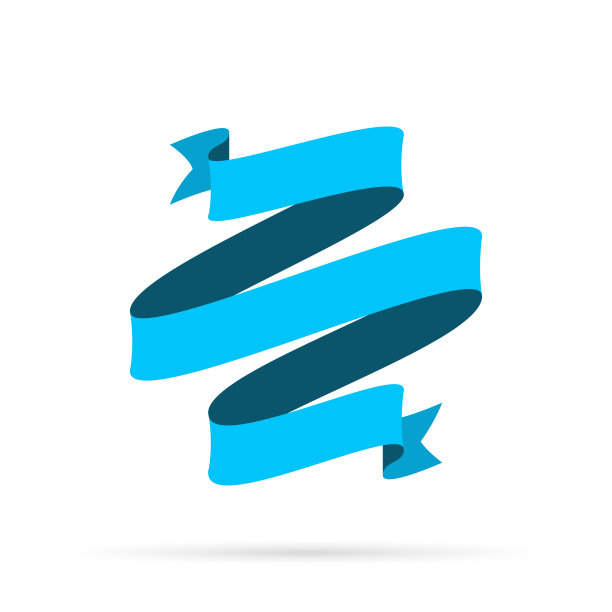 蓝色丝带孤立在白色背景-设计元素图片下载