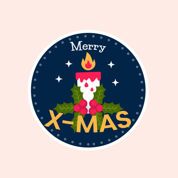 手绘圣诞徽章平面设计图片下载