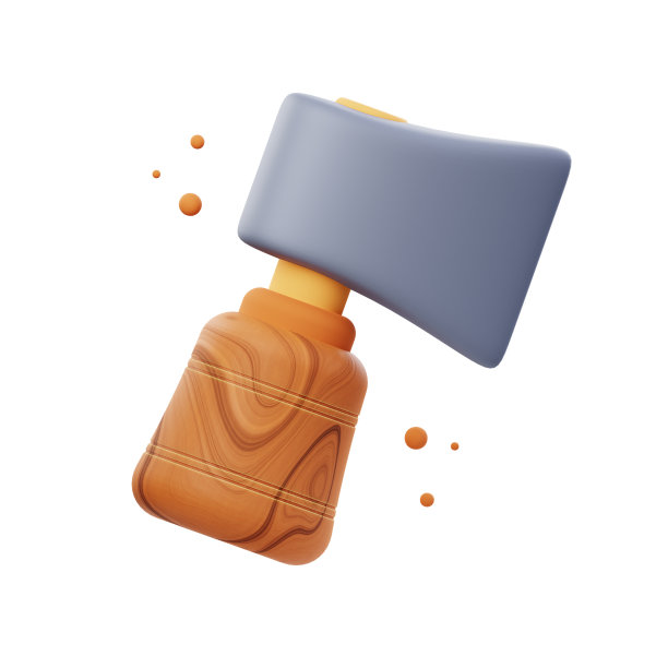 3D斧头工具插图渲染一个现实的3D斧头图标设计。适合户外，露营，木工和DIY项目。图片下载