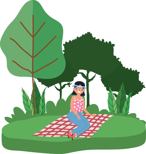 有野餐设计的女人卡通图片下载