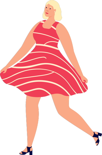 穿着红裙子的时髦女孩孤独地走着图片下载