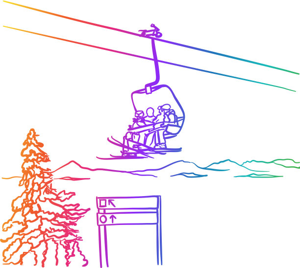 滑雪滑雪缆车彩虹图片下载