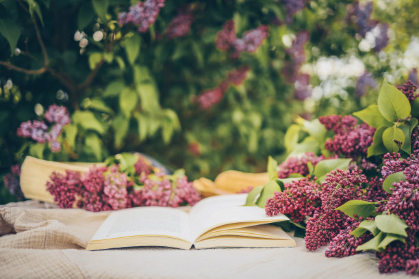 在春天阳光明媚的日子里，在草地上打开书。阅读与知识观念图片下载