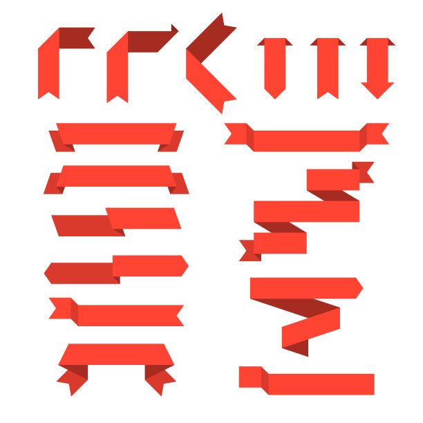 一套扁平丝带。矢量横幅的集合。图片下载