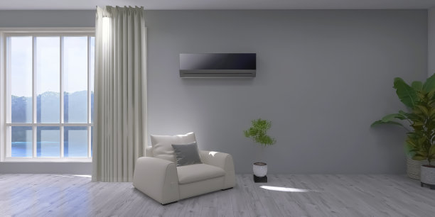 空调室内3d渲染，3d插图图片下载