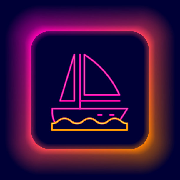 霓虹灯线游艇帆船或帆船图片下载