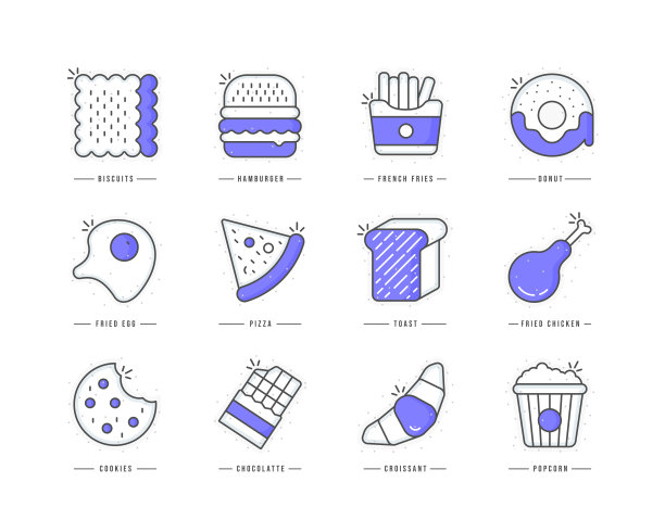 快餐直线彩色图标图片下载