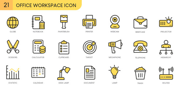 OFFICE WORKSPACE -图标向量的集合图片下载