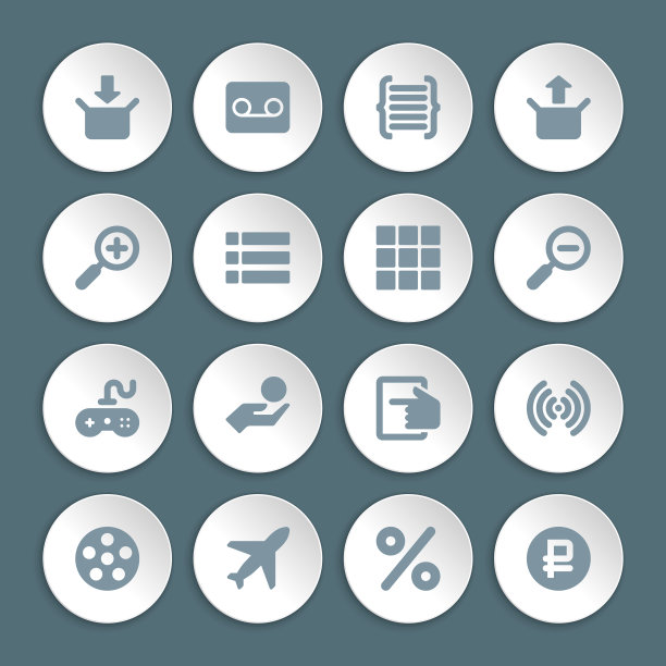 平面图标矢量设置纸和阴影效果的网站设计图片下载