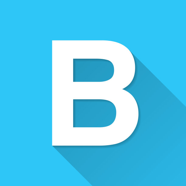 字母b图标在蓝色背景-平面设计与长阴影图片下载