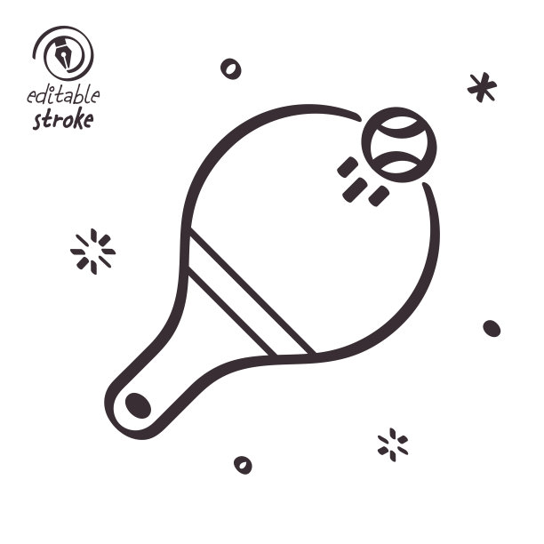 好玩的线条插图的乒乓球图片下载