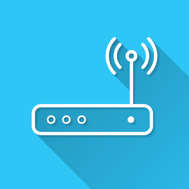 无线路由器。图标在蓝色背景-平面设计与长阴影图片下载