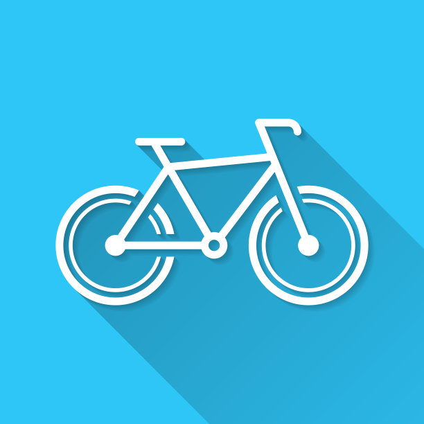 自行车。图标在蓝色背景-平面设计与长阴影图片下载
