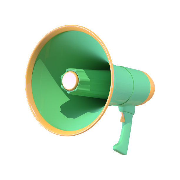 绿色扩音器3D孤立背景图片下载
