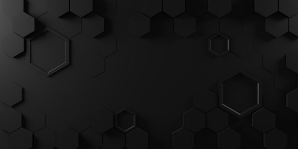 3 d渲染。暗六边形壁纸或背景图片下载