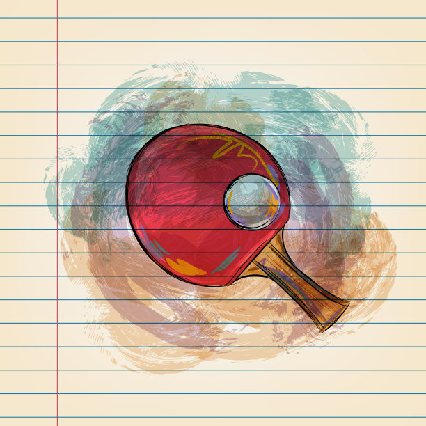 乒乓球拍和球的绘制在横格纸上的绘制乒乓球拍和球图片下载