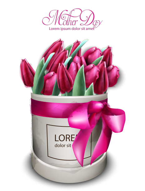 粉色郁金香花束水彩母亲节图片下载