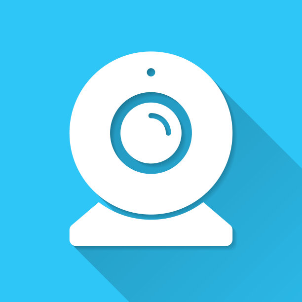 摄像头。图标在蓝色背景-平面设计与长阴影图片下载