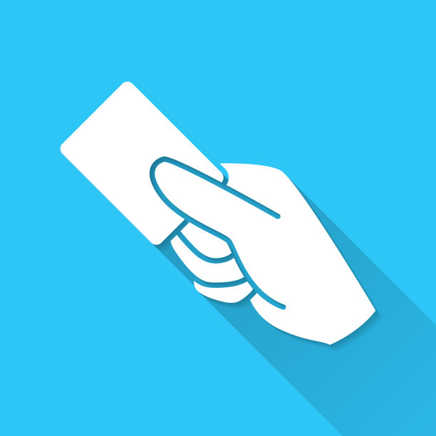 非接触式支付。图标在蓝色背景-平面设计与长阴影图片下载