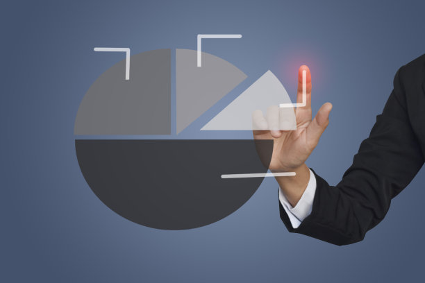 手触摸饼图圆图，预算分割。图片下载