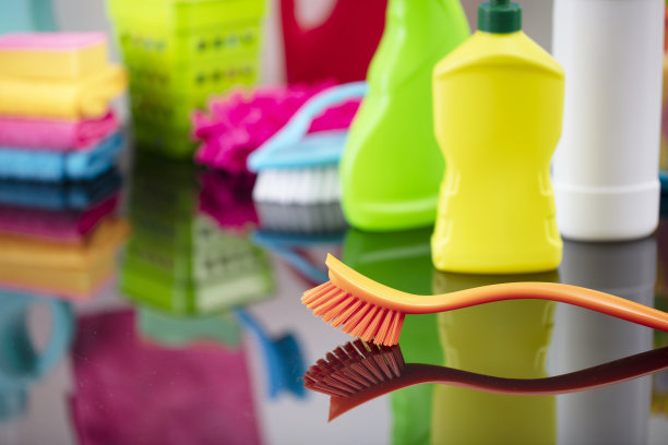 办公室和房屋清洁主题。图片下载