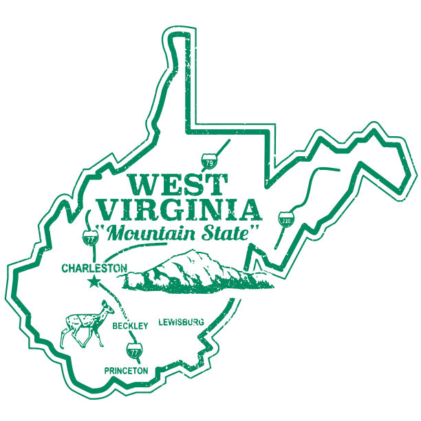 复古西弗吉尼亚旅行邮票图片下载