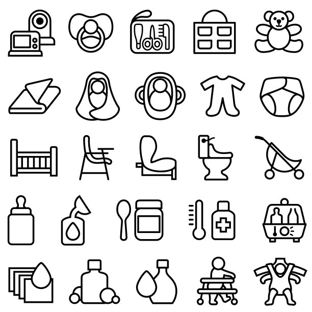 婴儿护理产品轮廓图标图片下载