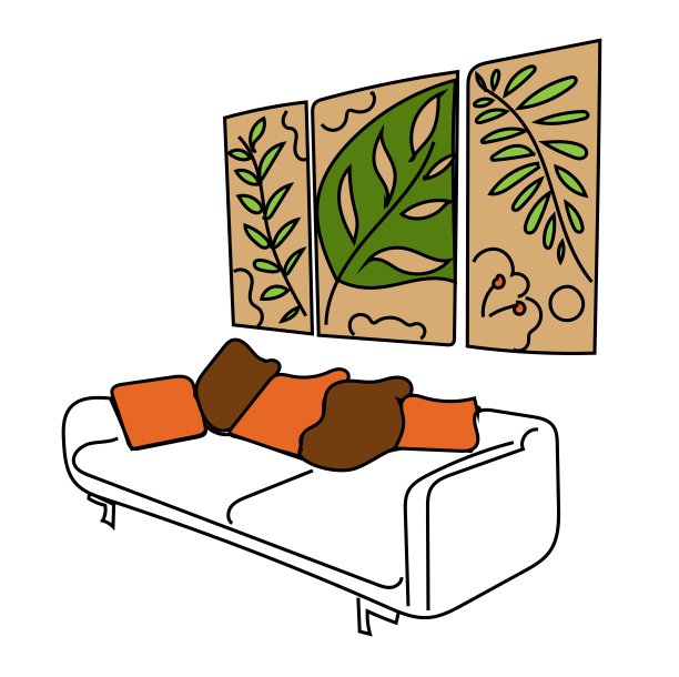 现代沙发叶绘画图片下载