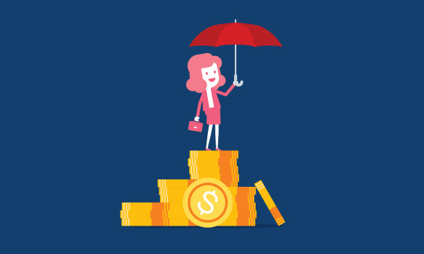 女商人撑伞保货币，保保险，保财富图片下载
