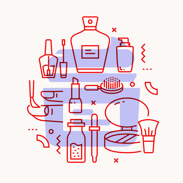 美相关的线条风格横幅设计网页，标题，宣传册，年度报告和书籍封面图片下载