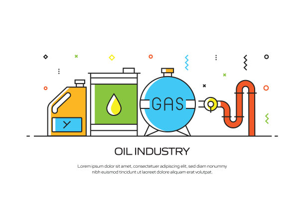 石油行业相关的线风格横幅设计的网页，标题，小册子，年度报告和书的封面图片下载