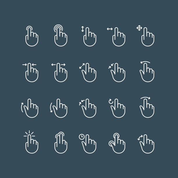 手屏幕触摸传感器轮廓图标可编辑的描边图片下载