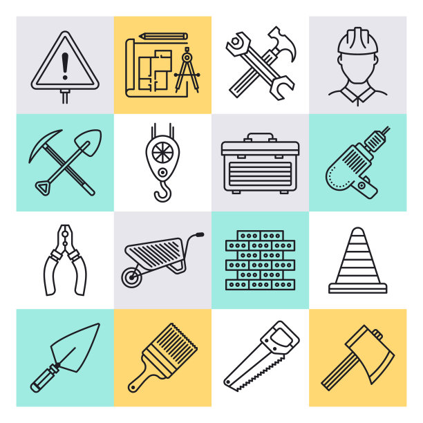 职业安全与健康轮廓样式矢量图标集图片下载