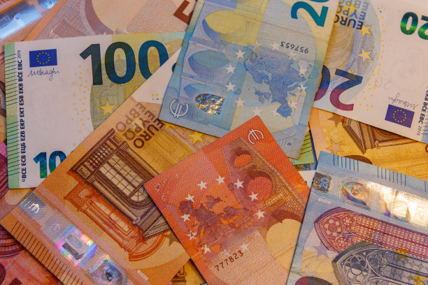 不同欧元纸币的背景图片下载