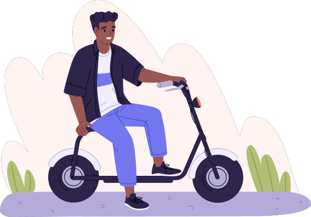 电动摩托车现代黑色座椅上的人图片下载