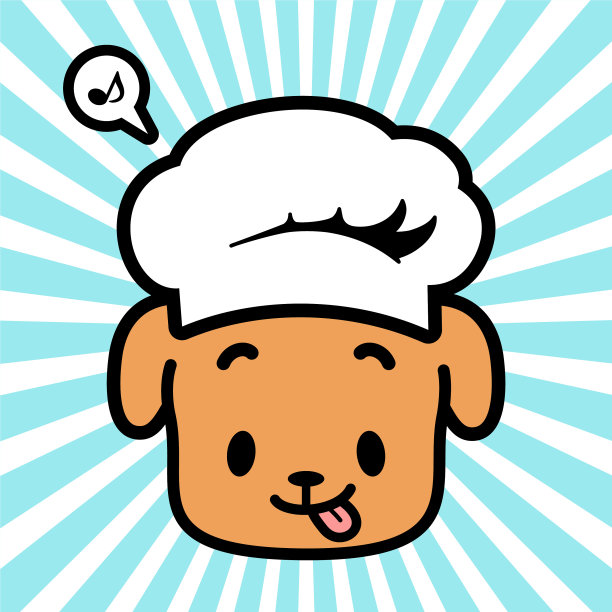 可爱的拉布拉多寻回犬的角色设计，戴着厨师帽，伸出舌头图片下载