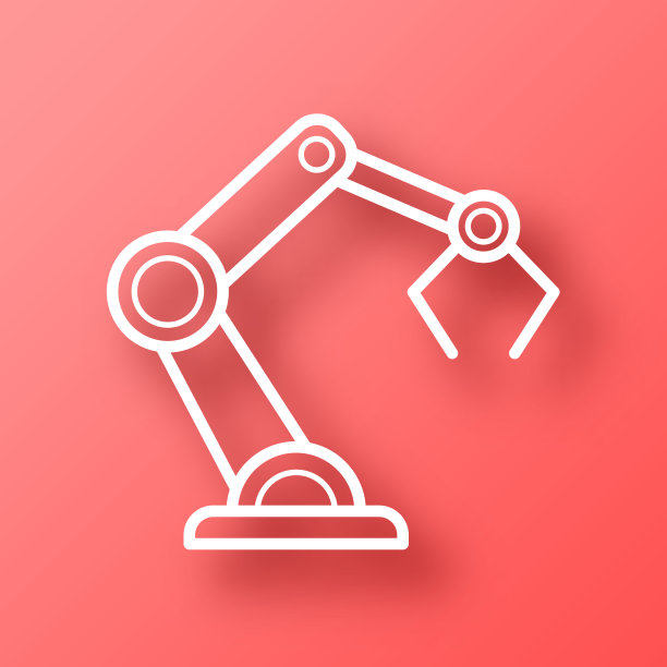 机械手臂。图标在红色背景与阴影图片下载