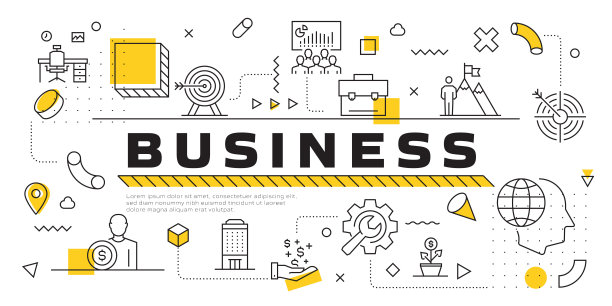 商业相关的现代线条风格矢量插图图片下载